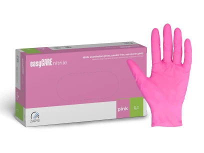 Rukavice vyšetrovacie nitrilové ružové EasyCare L/100ks